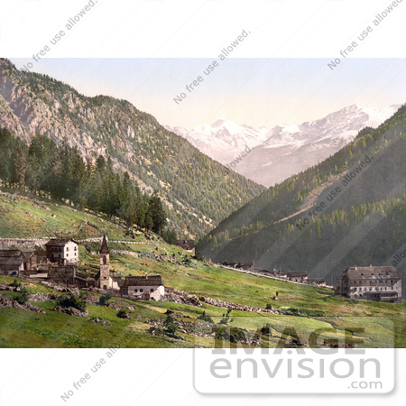 #20648 Historical Photochrome Stock Photography of Tre Croci with a view towards the Weisskogl (Weisser Knott), Tyrol, Austria by JVPD