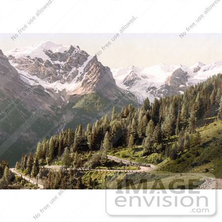 #20652 Historical Photochrome Stock Photography of Stilfer Joch With Ortler and Ortlerferner, Ortler Territory, Tyrol, Austria by JVPD