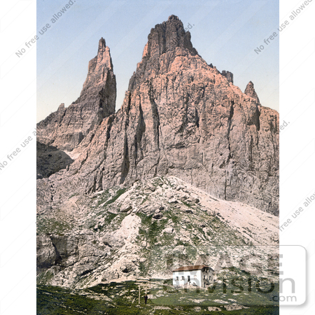 #20657 Historical Photochrome Stock Photography of the Rosengarten Group, Tyrol, Austria by JVPD