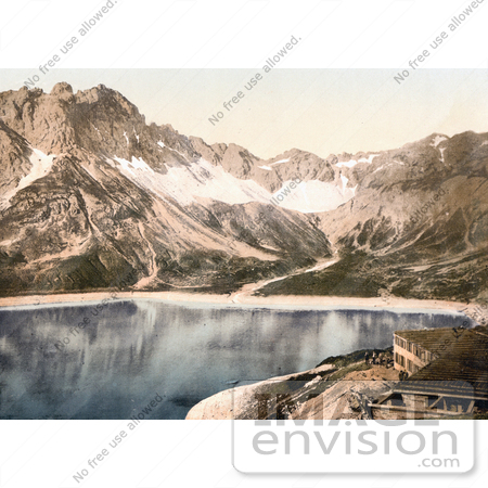 #20658 Historical Photochrome Stock Photography of Vorarlberg Douglas Hut and Lunersee, Tyrol, Austria by JVPD