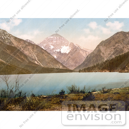 #20659 Historical Photochrome Stock Photography of Plansee Lake in Tyrol, Austria by JVPD
