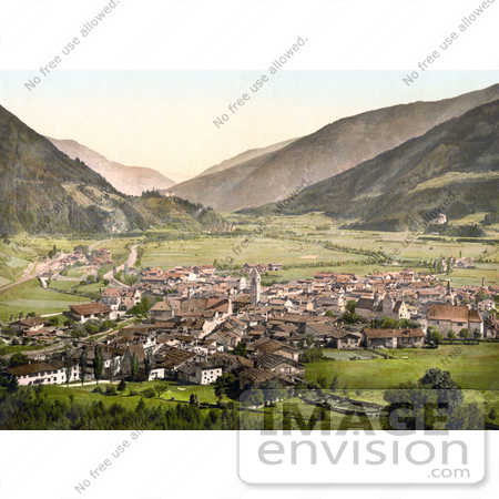 #20660 Historical Photochrome Stock Photography of the Valley Village of Sterzing, Tyrol, Austria by JVPD