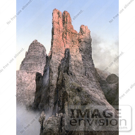 #20661 Historical Photochrome Stock Photography of Peaks of the Rosengarten Group, Tyrol, Austria by JVPD
