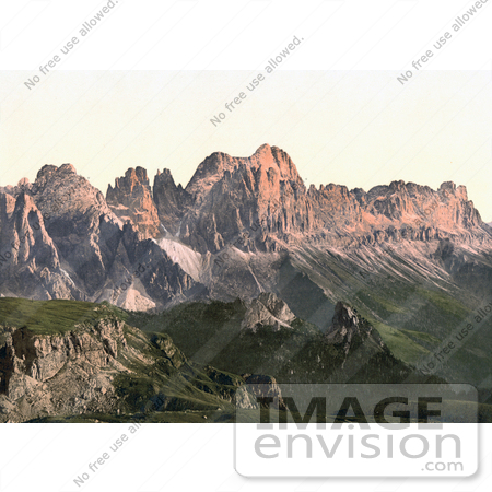 #20663 Historical Photochrome Stock Photography of Rosengarten Mountain Group, Tyrol, Austria by JVPD