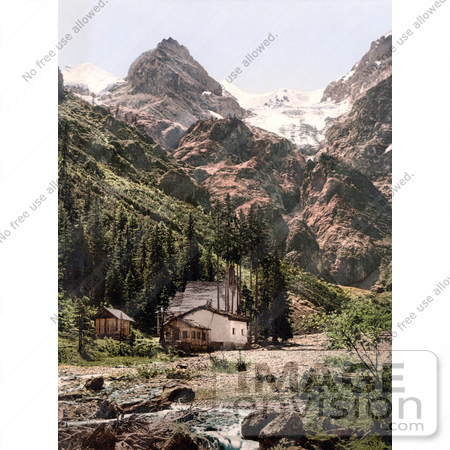 #20665 Historical Photochrome Stock Photography of the Three Mineral Water Fountains, Heilige Drei Brunnen, Trafoi, Tyrol, Austria by JVPD