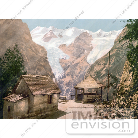 #20670 Historical Photochrome Stock Photography of a Gazebo at a Viewpoint at Stilferjoch, Stilfer Joch, Weisser Knott, Tyrol, Austria by JVPD
