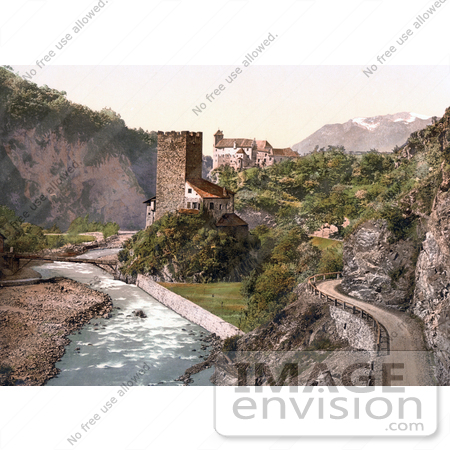 #20671 Historical Photochrome Stock Photography of Sarntal, Ried and Runkelstein, Tyrol, Austria by JVPD