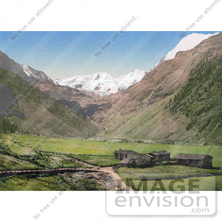 #20672 Historical Photochrome Stock Photography of the Village of Sulden in the Vinschgau Valley, Tyrol, Austria by JVPD
