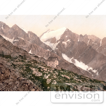 #20676 Historical Photochrome Stock Photography of Madron Hut and Presanella, Tyrol, Austria by JVPD