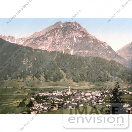 #20678 Historical Photochrome Stock Photography of the Valley Village of Stubaital, Vulpmes, Tyrol, Austria by JVPD
