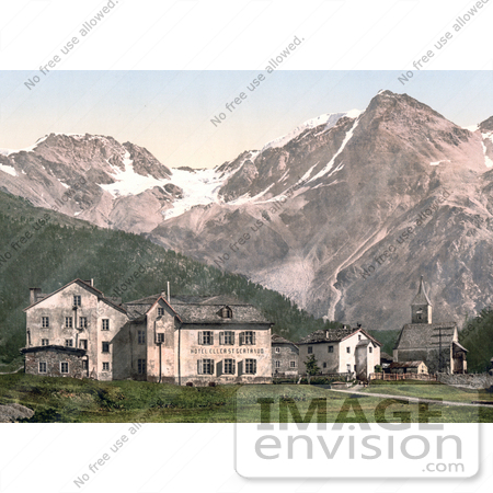 #20679 Historical Photochrome Stock Photography of Suldenspitze, St. Gertraud, Sulden, Tyrol, Austria by JVPD