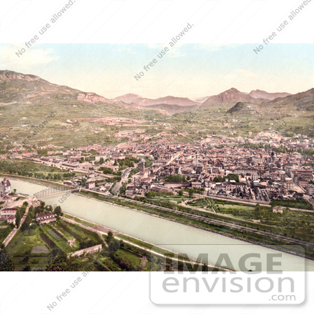 #20680 Historical Photochrome Stock Photography of Trient, Tyrol, Austria by JVPD