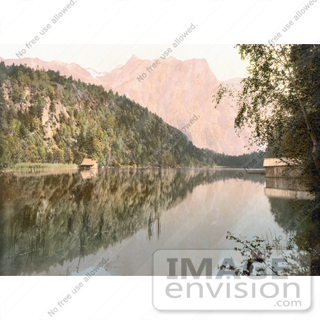 #20683 Historical Photochrome Stock Photography of Oetz Valley, Pipurgersee (Pipurger See) and Acherkogel, Tyrol, Austria by JVPD
