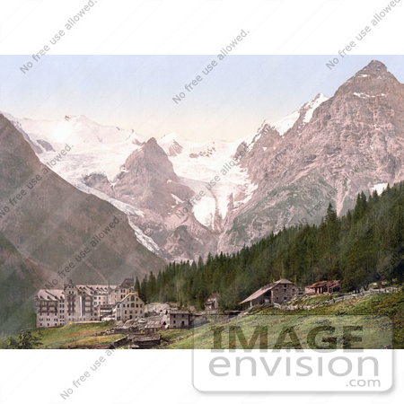 #20686 Historical Photochrome Stock Photography of the Trafoi Hotel, Tyrol, Austria by JVPD