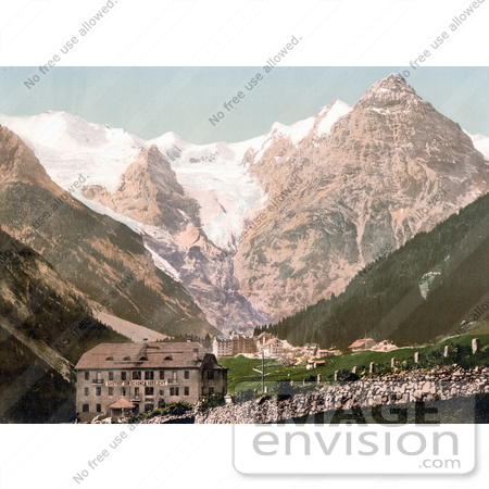 #20688 Historical Photochrome Stock Photography of Trafoi, Hotels Bellevue, Schonen Aussicht, and Trafoi, Tyrol, Austria by JVPD
