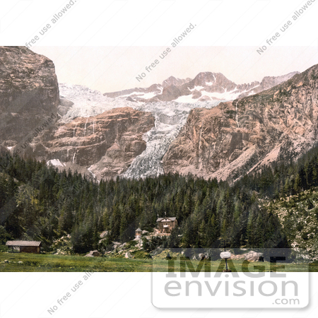 #20690 Historical Photochrome Stock Photography of Val di Genova, Bolognini Hut, Tyrol, Austria by JVPD
