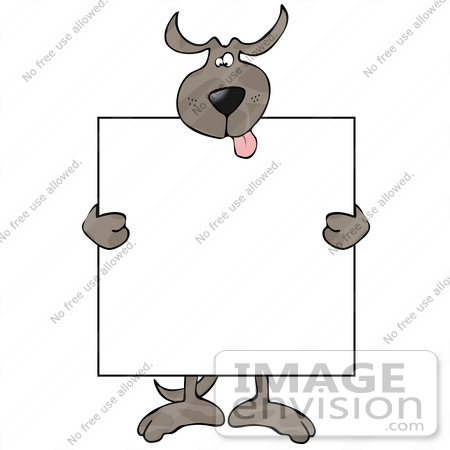 #20708 Brown Dog Holding a Blank Sign in Front of Him Clipart by DJArt