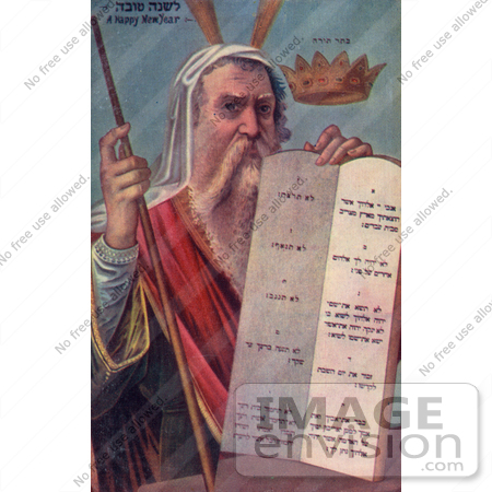 #20769 Stock Photography of Moses Holding the Ten Commandment Tablets by JVPD