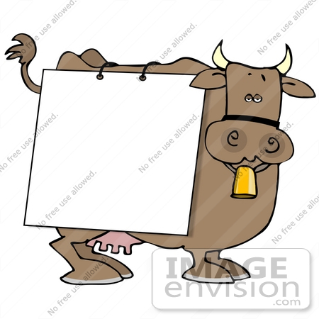 #20845 Brown Cow With a Sign on it Clipart by DJArt
