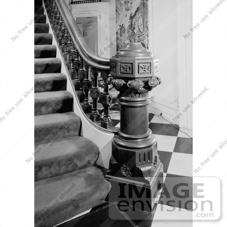 #20874 Stock Photography of the Newell Post of the Staircase at the Jason Downer House, Milwaukee, Wisconsin by JVPD