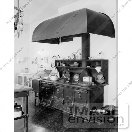 #20888 Stock Photography of the Large Stove and Vents in the Kitchen of the Woodrow Wilson House, Washington DC by JVPD