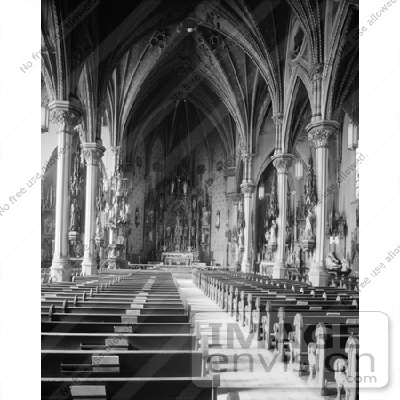 #20909 Stock Photography of Pews, Nave and Chancel in the St. Michael the Archangel Roman Catholic Church, Cleveland, Ohio by JVPD