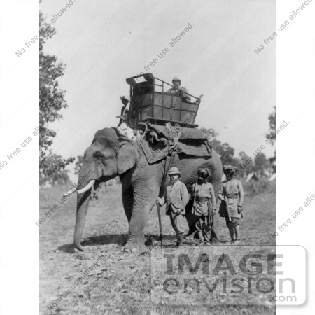 #20914 Stock Photography of Edward VII King of Great Britan Standing by an Elephant With a Howdah Carriage by JVPD