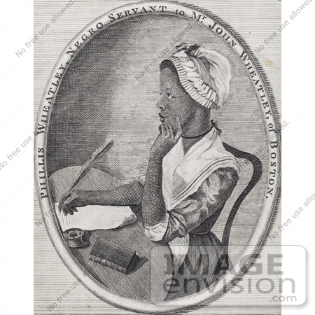 #20926 Stock Photography of Phillis Wheatley Deep in Thought While Writing Poems by JVPD