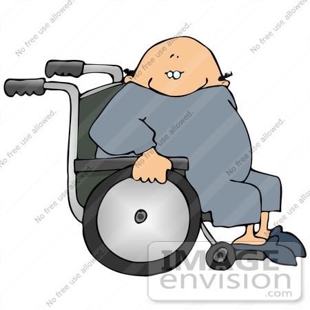 #21030 Bald Senior Man Sitting in a Wheelchair People Clipart by DJArt