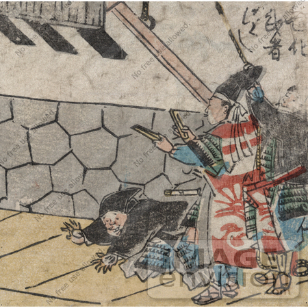 #21038 Stock Photography of a Samurai With Clappers, Man With Rope and Man on the Ground by JVPD