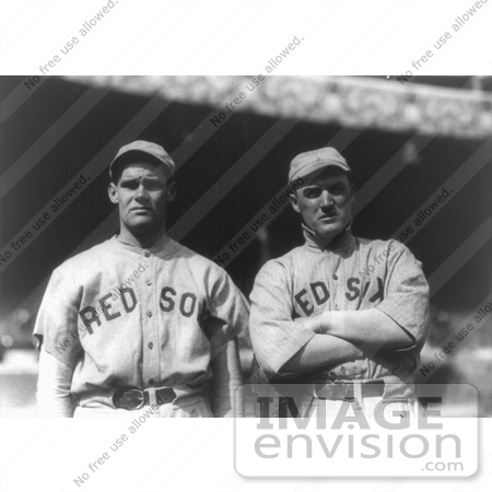 #21087 Stock Photography of Boston Red Sox Baseball Players Dutch Leonard and Bill Carrigan by JVPD