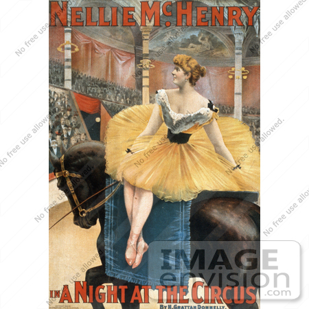 #21107 Stock Photography of Nellie McHenry Seated Sideways on a Horse in "A night at the circus" by JVPD