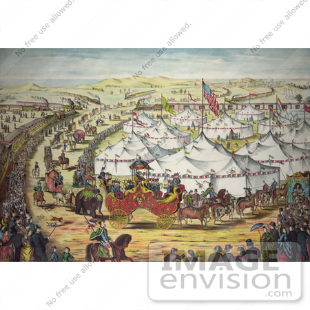 #21113 Stock Photography of a Circus Parade Around the Big Top Tents by JVPD
