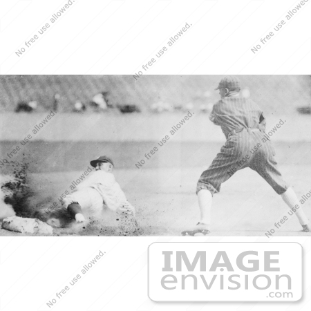 #21131 Stock Photography of Sam Rice Sliding Safetly to Third Base During a Baseball Game in 1925 by JVPD