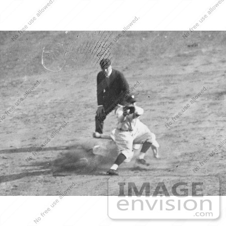 #21138 Stock Photography of Max Carey Stealing Second Base During the 1925 World Series Baseball Game by JVPD
