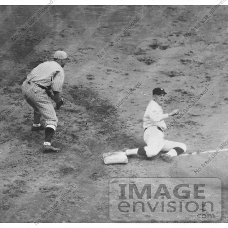 #21144 Stock Photography of Joe Judge Stealing Third Base During the 924 World Series Between the Washington Senators and the New York Giants by JVPD