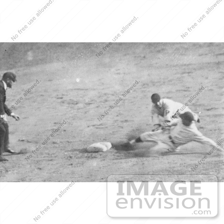 #21145 Stock Photography of Roger Thorpe Peckinpaugh Sliding Safetly to Second Base by JVPD