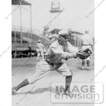 #21148 Stock Photography of Del Pratt Catching a Baseball in 1913 by JVPD