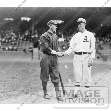 #21151 Stock Photography of Johnny Evers Shaking Hands With Eddie Plank in 1914 by JVPD