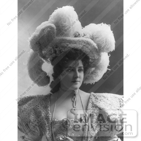 #21180 Stock Photography of Lillian Russell in an Embellished Dress and Feathered Hat, 1898 by JVPD