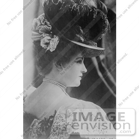 #21181 Stock Photography of Lillian Russell in Profile, Wearing a Plumed Feather Hat by JVPD