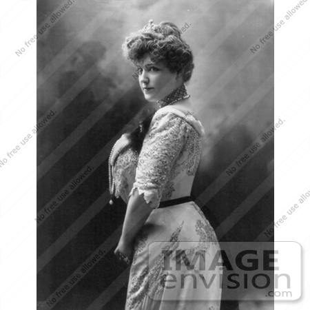 #21183 Stock Photography of Lillian Russell in Profile, Wearing a Jeweled Gown by JVPD