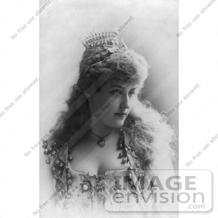 #21184 Stock Photography of Lillian Russell Wearing an Adorned Dress and Tiara, 1889 by JVPD