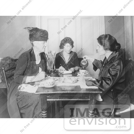 #21199 Stock Photography of Alice Paul, Pauline Floyd, and Mrs. Lawrence Lewis Holding a Conference by JVPD