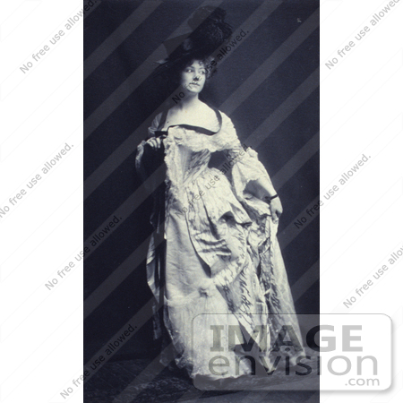 #21231 Stock Photography of Actress Elsie Leslie in a Plumed Hat and Gorgeous Dress as Lydia Languish in The Rivals by JVPD