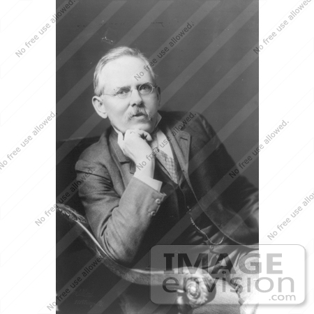 #21250 Stock Photography of Jacob August Riis Sitting in a Chair and Resting His Chin on His Hand by JVPD
