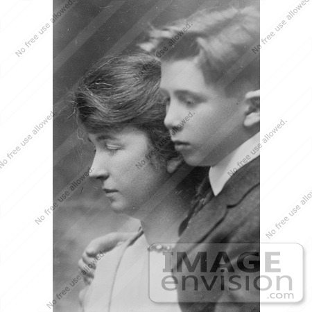 #21271 Stock Photography of Margaret Sanger, Founder of the American Birth Control League, in Profile With a Boy by JVPD