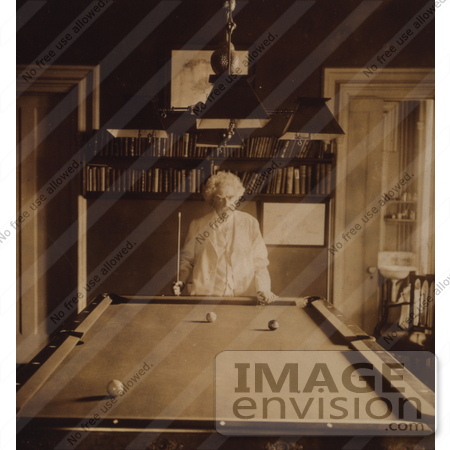#21279 Stock Photography of Mark Twain Playing a Game of Pocket Billiards (Pool) in 1908 by JVPD
