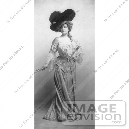#21314 Stock Photography of Lillian Russell in a Dress and Plumed Hat, 1904 by JVPD