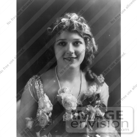 #21329 Stock Photography of Gladys Louise Smith, Known as Mary Pickford, Holding Flowers by JVPD